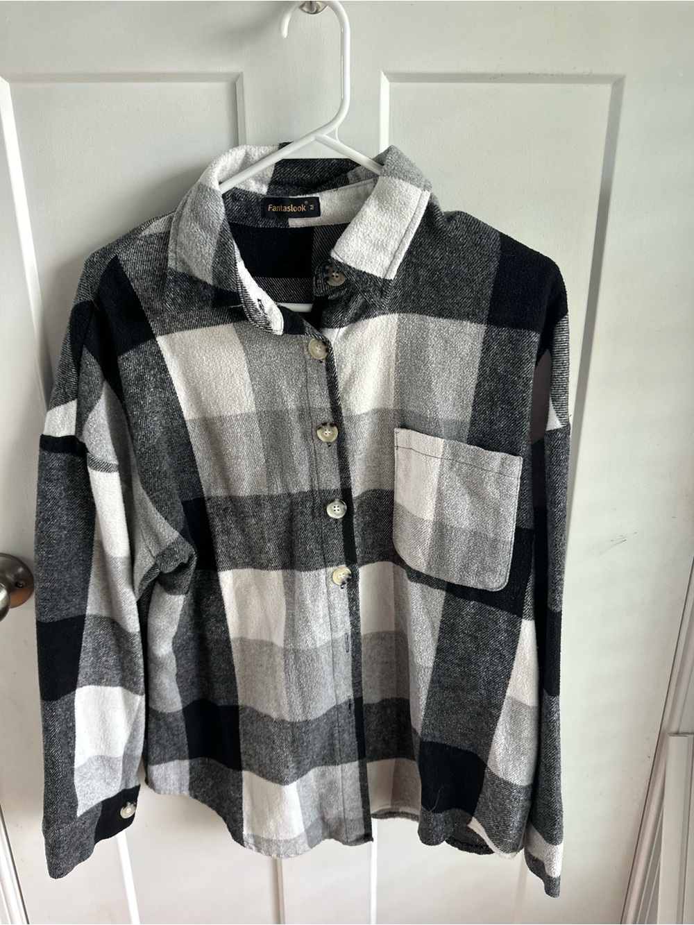 Fantastick Black & White Plaid Button-Up Shacket